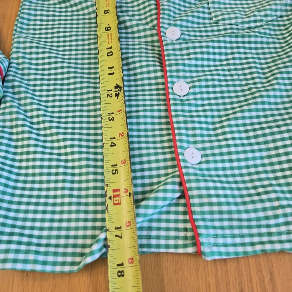 Only Little Once Christmas Holiday Pajama‎ 2 Pc Set Green Gingham Size 4 NWOT